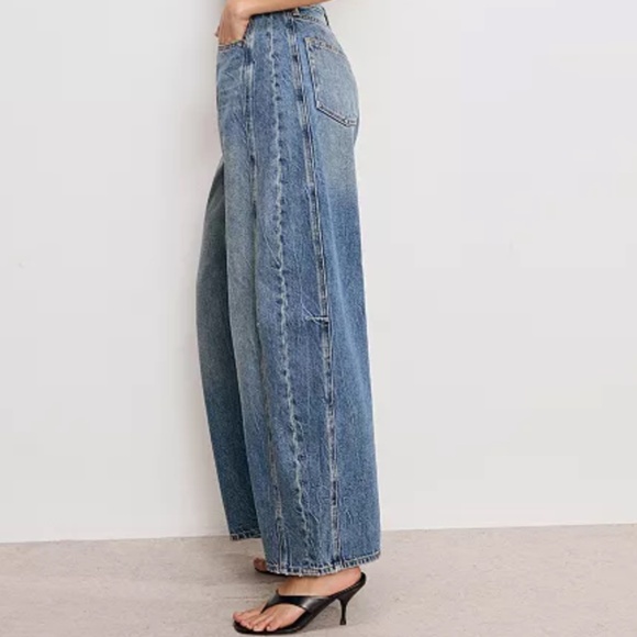 Good American Good Extreme Barrel Jeans High Rise Balloon Fit Indigo Blue Size 8 - Picture 5 of 16